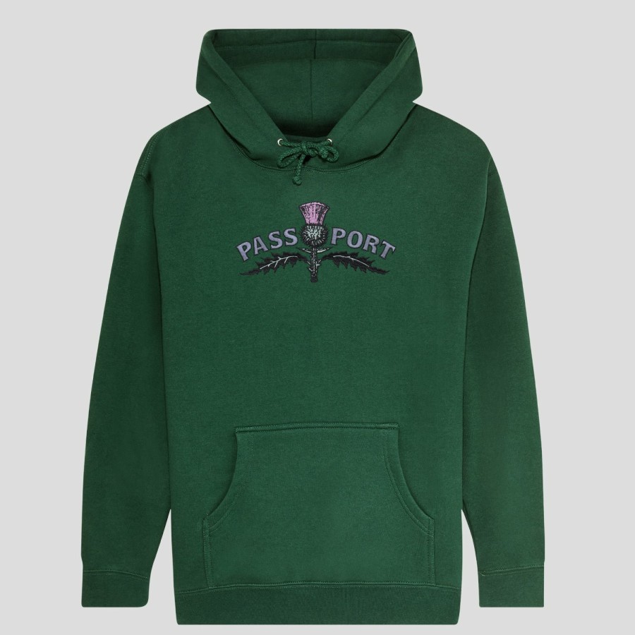 Fleece PASS~PORT | Pass~Port Thistle Embroidery Hoodie - Forest Green