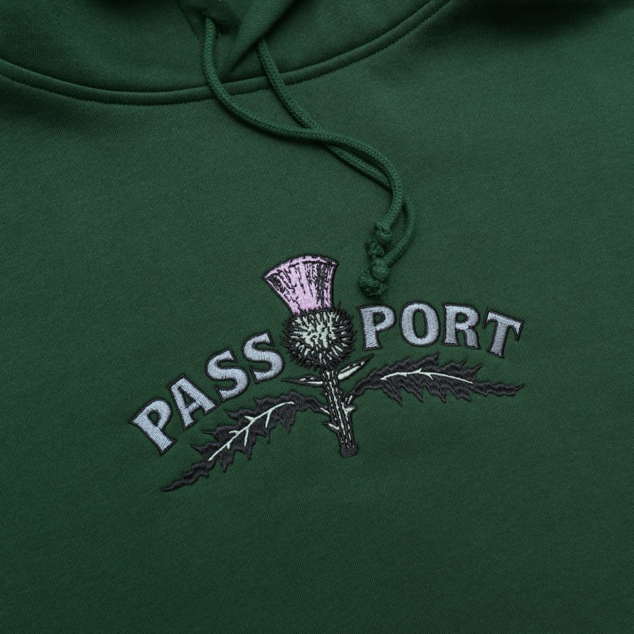 Fleece PASS~PORT | Pass~Port Thistle Embroidery Hoodie - Forest Green