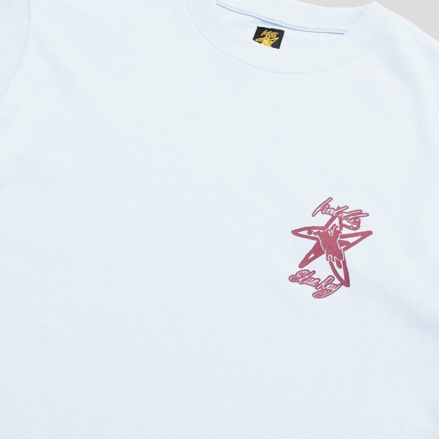 Tees Hoddle X Stan Ray | Hoddle & Stan Ray "Lone Rider" Tee Pale Blue/Burgundy