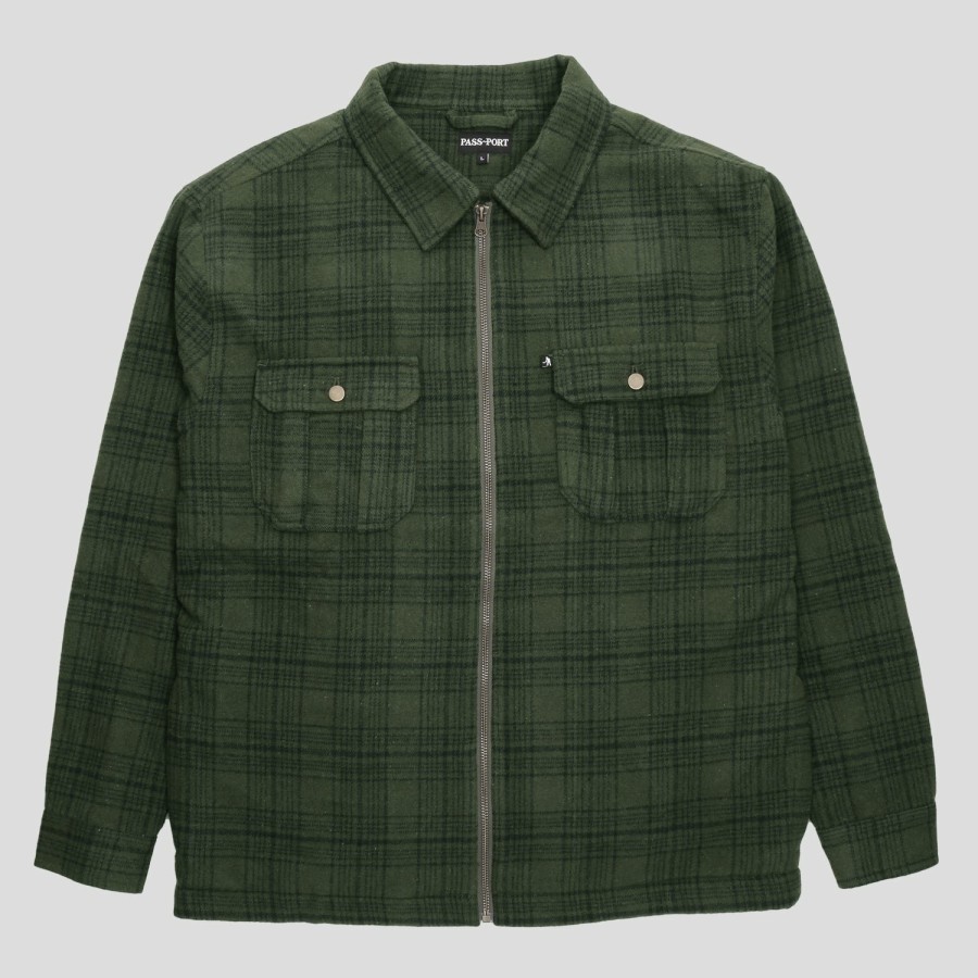 Jackets PASS~PORT | Pass~Port "Workers" Zip Up Flannel Forest Green