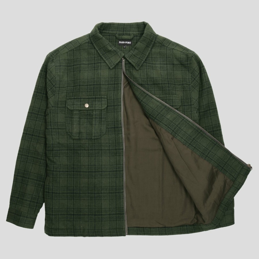 Jackets PASS~PORT | Pass~Port "Workers" Zip Up Flannel Forest Green