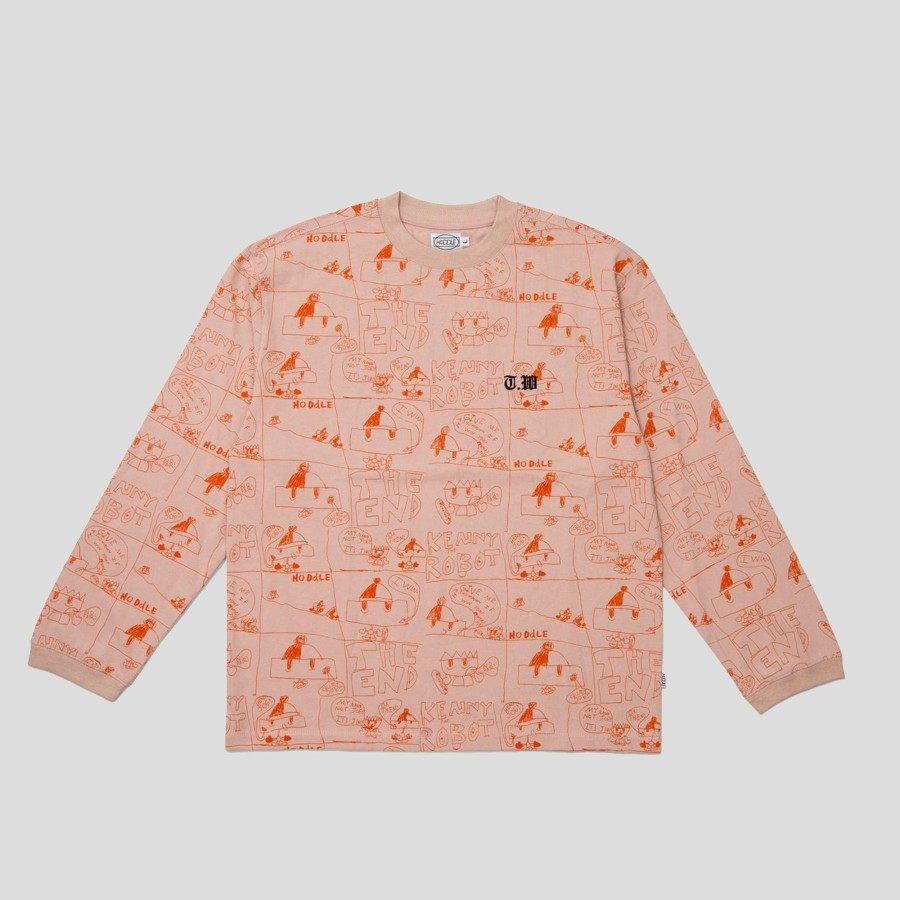 Tees HODDLE | Hoddle Quiet Joe Long-Sleeve Tee - Salmon / Burnt Orange