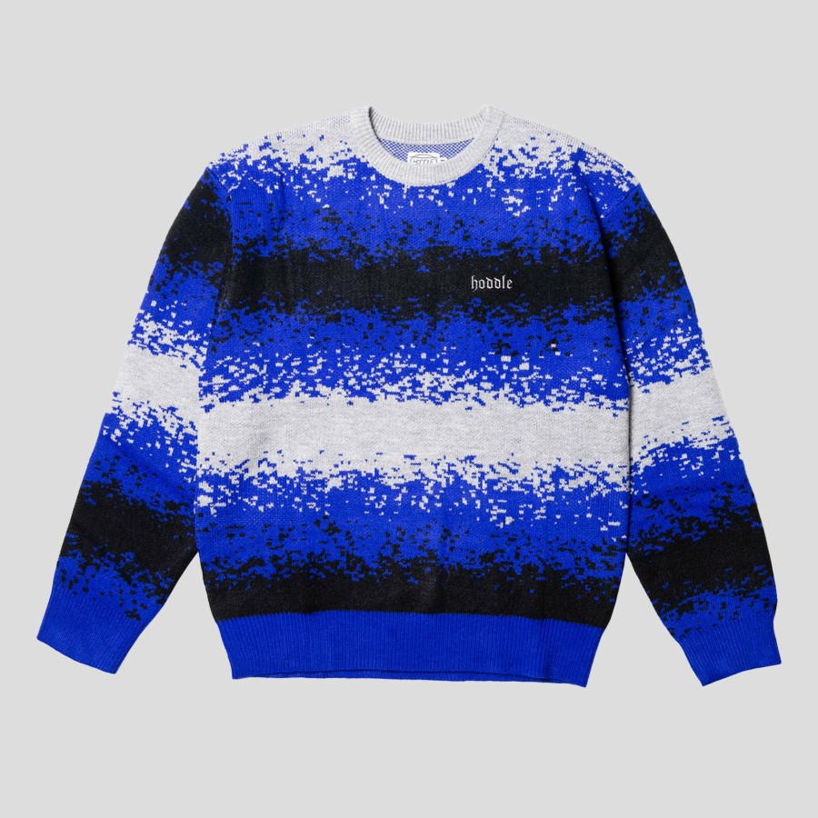 Fleece HODDLE | Hoddle Spray Distorted Stripe Knit - Blue / Grey / Black