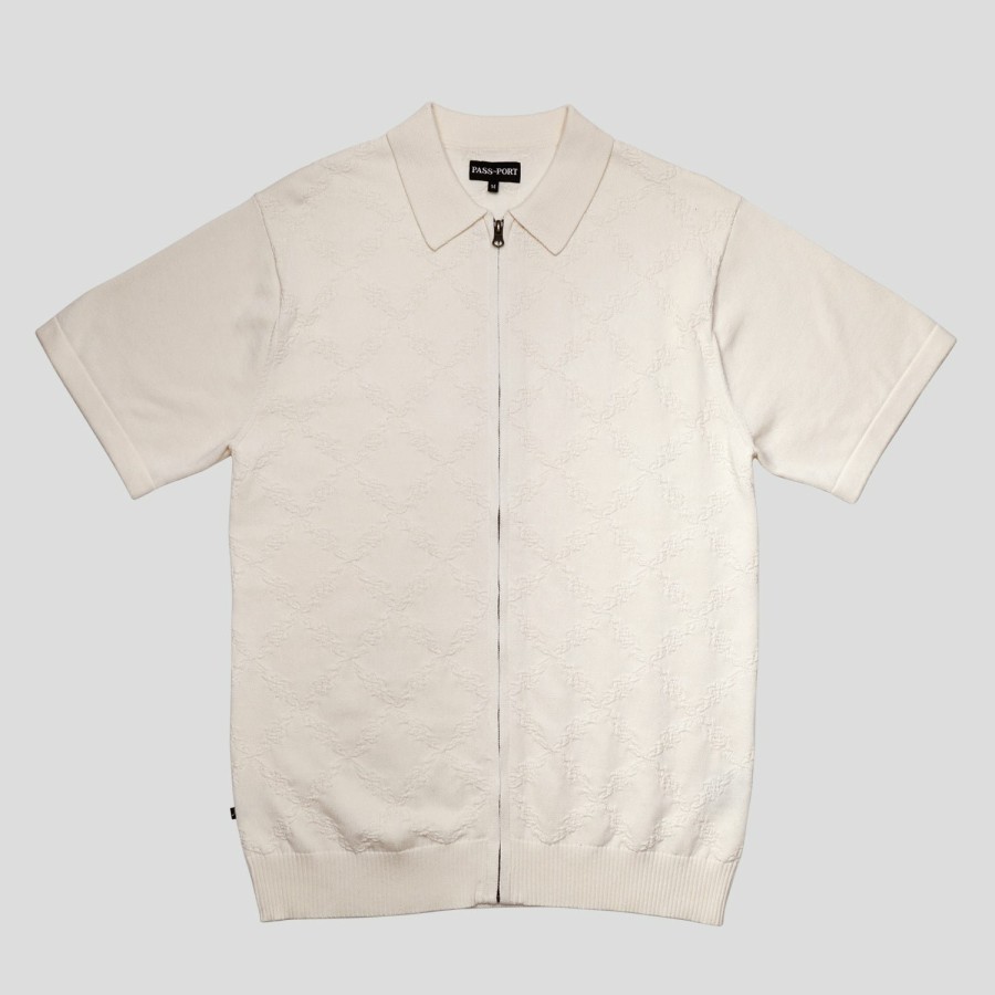 Shirts PASS~PORT | Pass~Port Brasco Zip Short Sleeve Knit - Cream