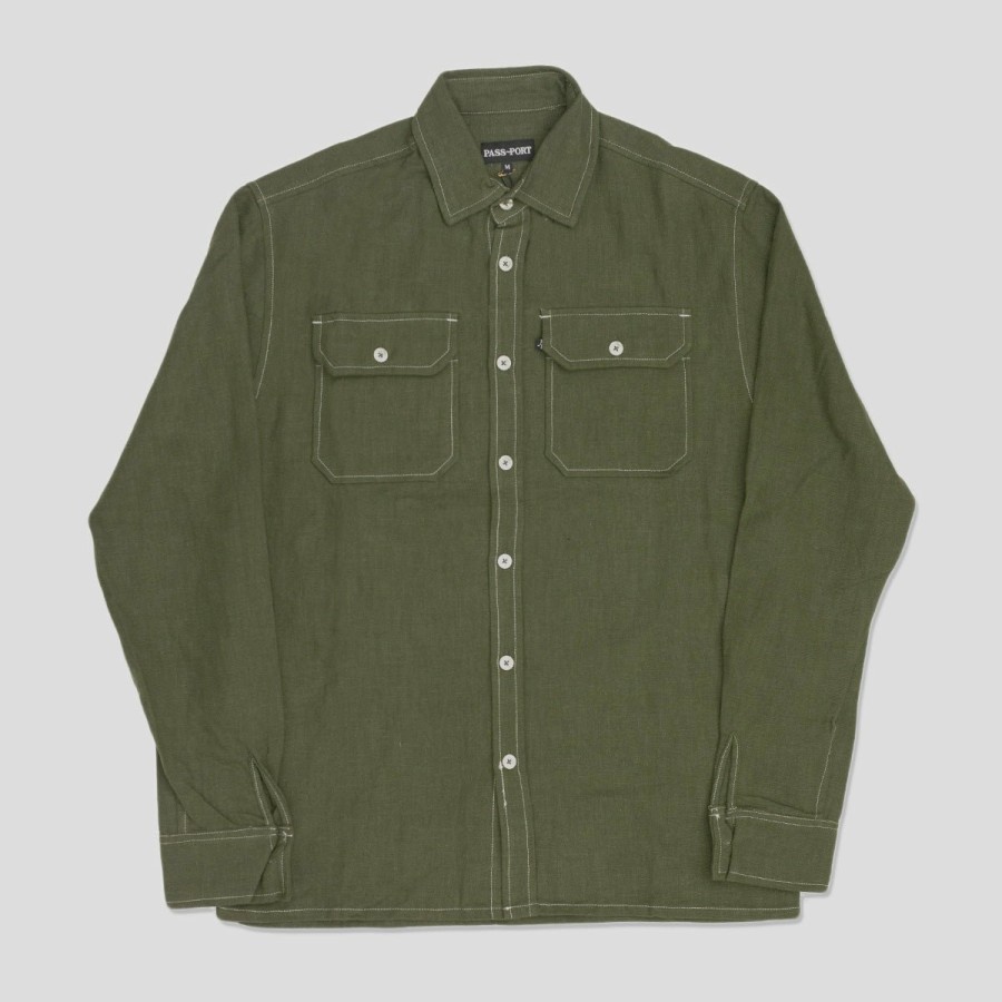 Shirts PASS~PORT | Pass~Port "Workers Contrast" L/S Shirt Olive