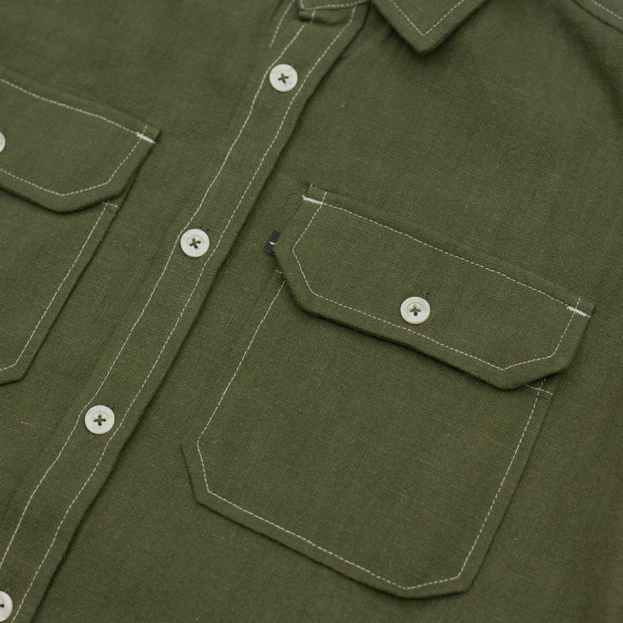 Shirts PASS~PORT | Pass~Port "Workers Contrast" L/S Shirt Olive