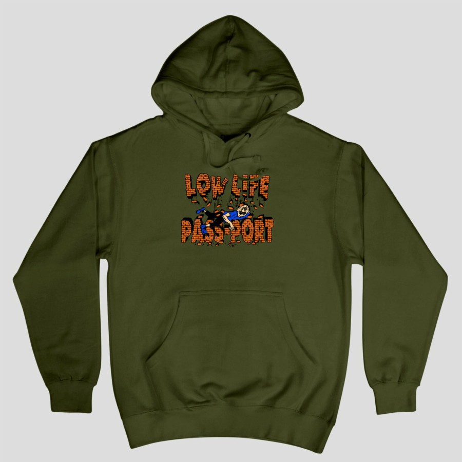 Fleece PASS~PORT | Pass~Port Low Life "Brick" Hood Army Green