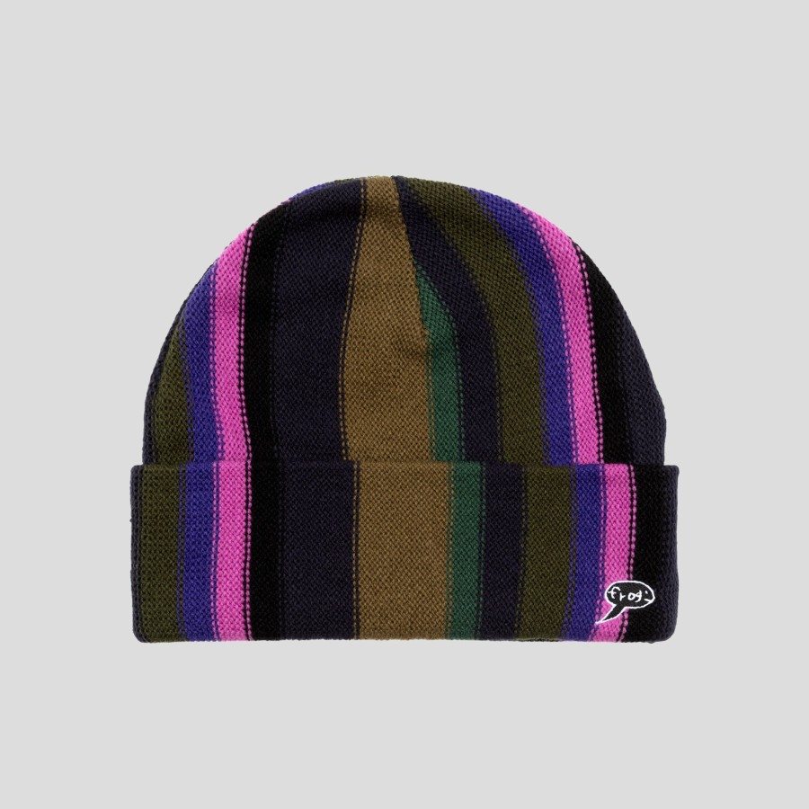 Headwear FROG | Frog Vertical Stripe Beanie - Black / Pink