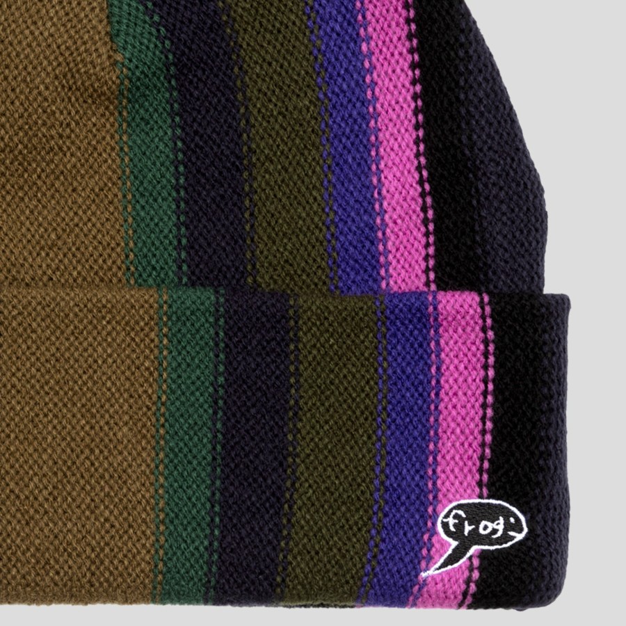 Headwear FROG | Frog Vertical Stripe Beanie - Black / Pink