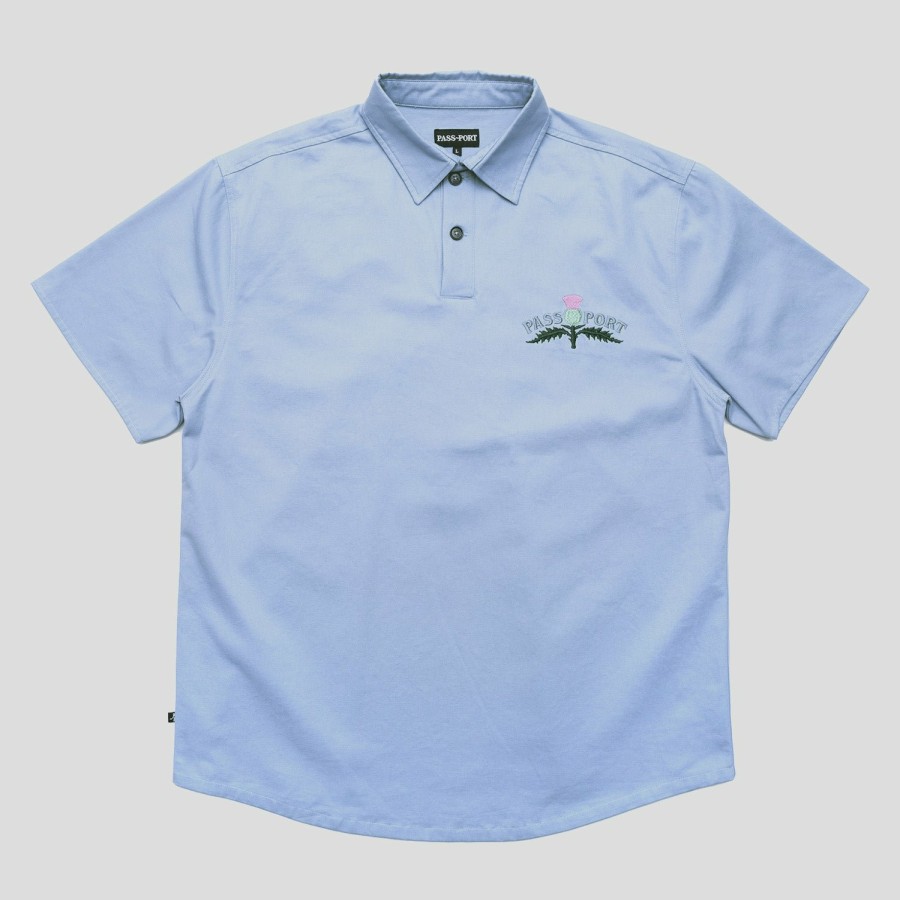 Shirts PASS~PORT | Pass~Port Thistle Embroidery Ag Shirt Short Sleeve - Light Blue