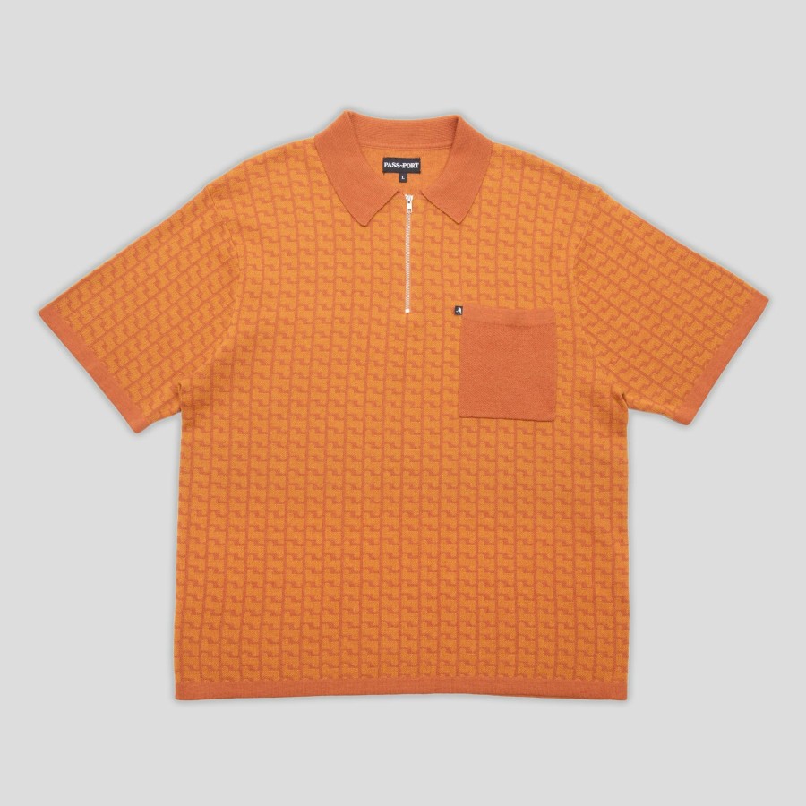 Shirts PASS~PORT | Pass~Port Drain Knit Polo - Burnt Orange