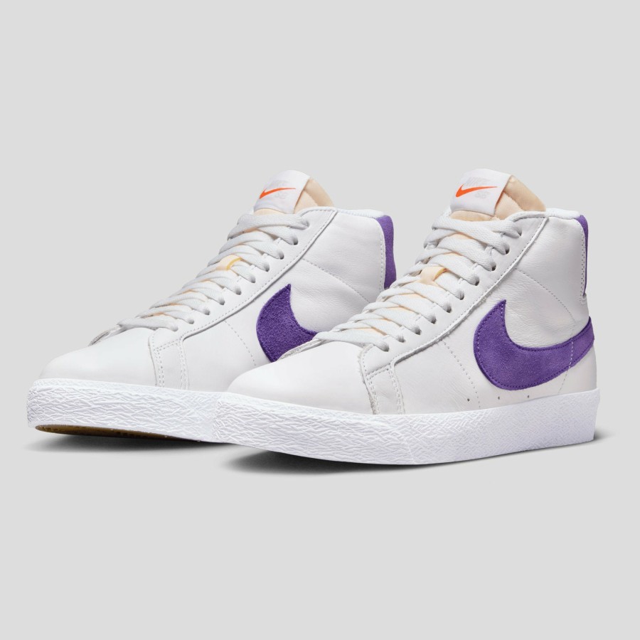 Footwear Nike SB | Nike Sb Zoom Blazer Mid Iso - White / Court Purple