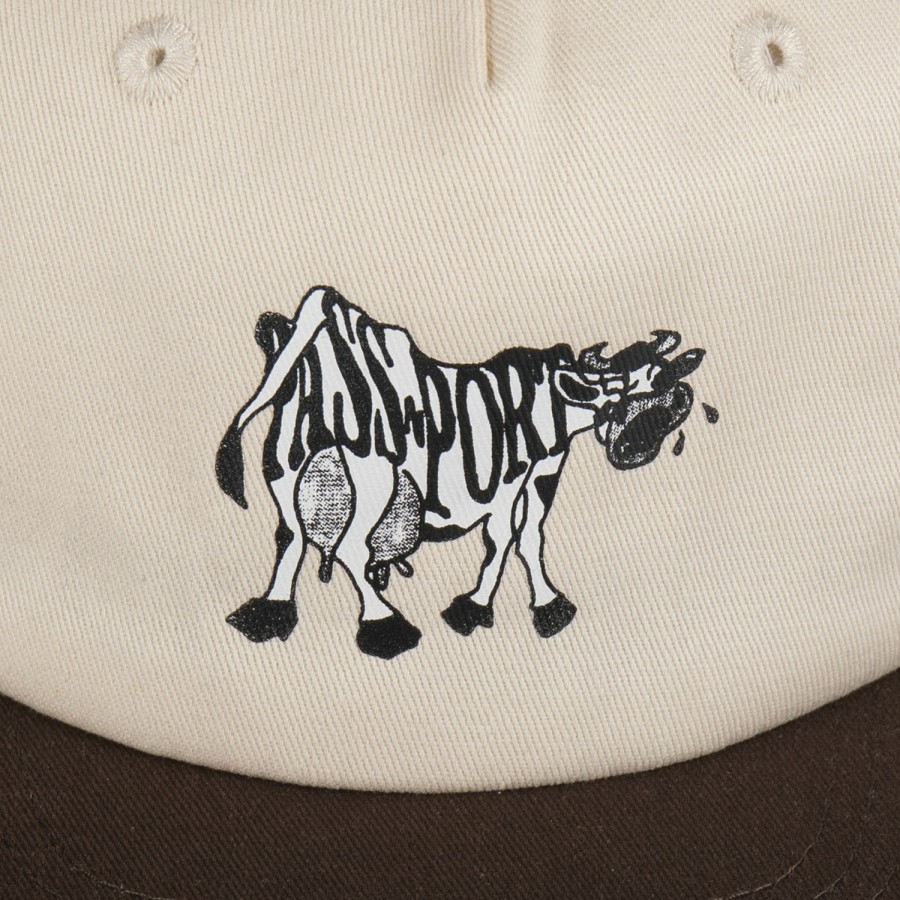 Headwear PASS~PORT | Pass~Port Crying Cow 5 Panel Cap - Off White / Choc