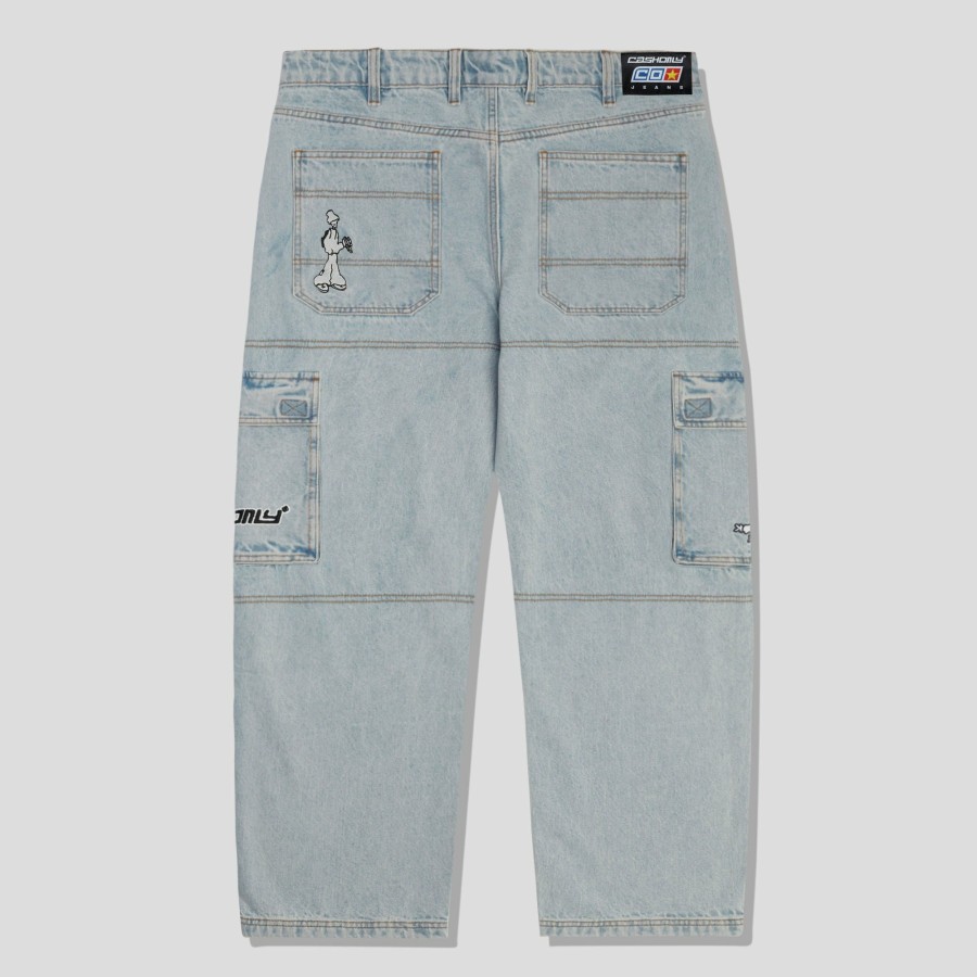 Pants Cash Only | Cash Only Aleka Cargo Jeans - Light Wash Blue