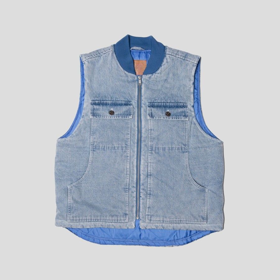 Jackets HODDLE | Hoddle Zip Up Carpenter Vest - Blue Denim Wash