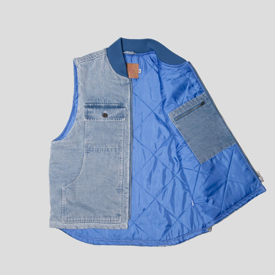 Jackets HODDLE | Hoddle Zip Up Carpenter Vest - Blue Denim Wash