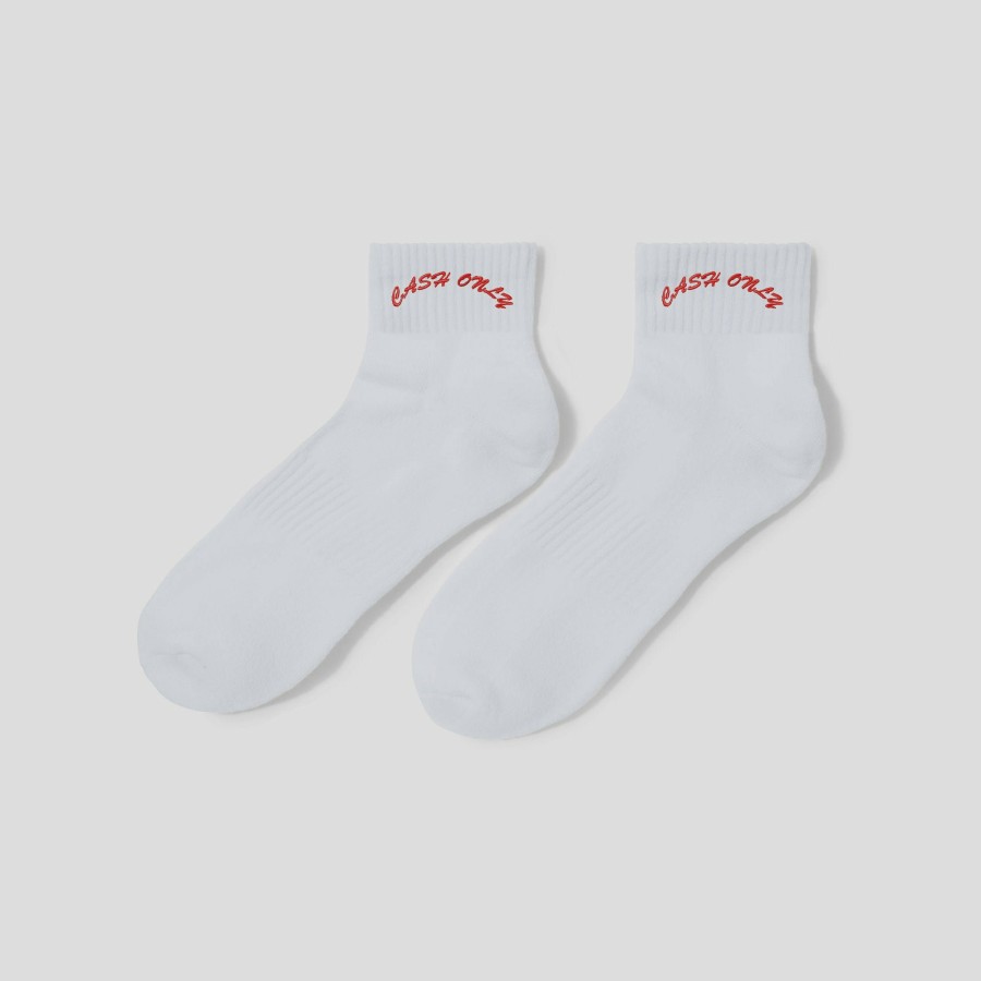 Accessories Cash Only | Cash Only Logo Ankle Socks - White