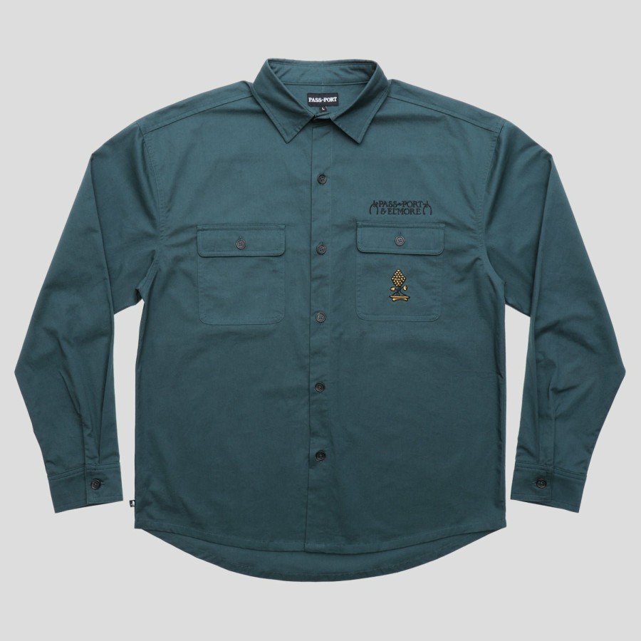 Shirts PASS~PORT | Pass~Port & El'More Vineyard Workers Long-Sleeve Shirt - Bottle Green