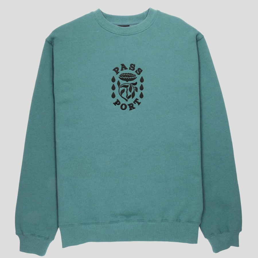 Fleece PASS~PORT | Pass~Port Fountain Embroidery Sweater - Washed Teal