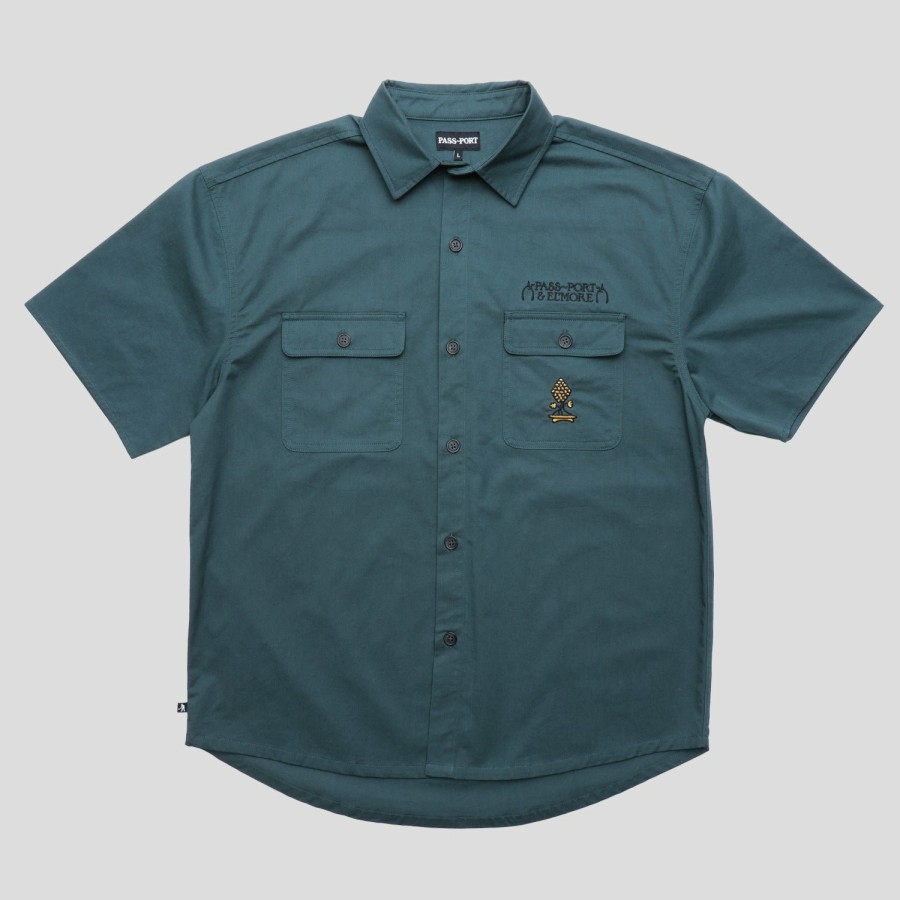 Shirts PASS~PORT | Pass~Port & El'More Vineyard Workers Short-Sleeve Shirt - Bottle Green