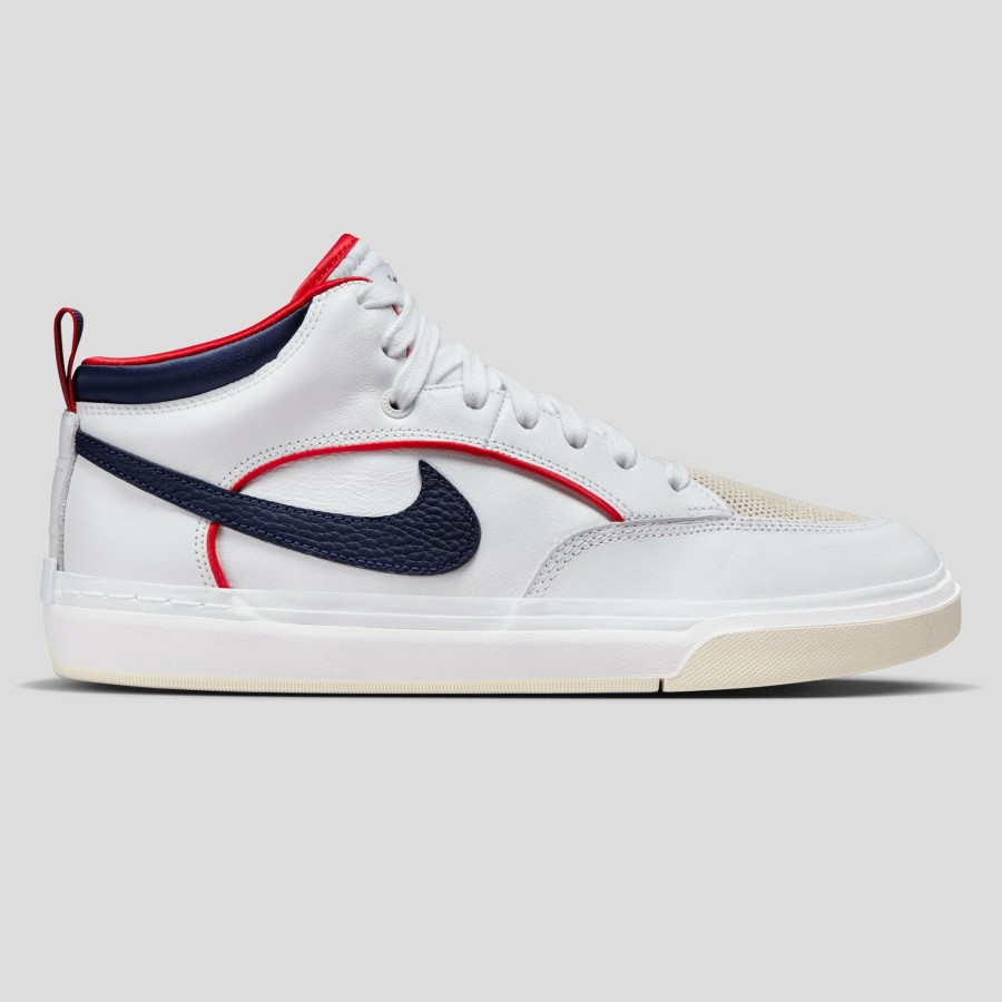 Footwear Nike SB | Nike Sb React Leo Premium - White / University Red / Midnight Navy