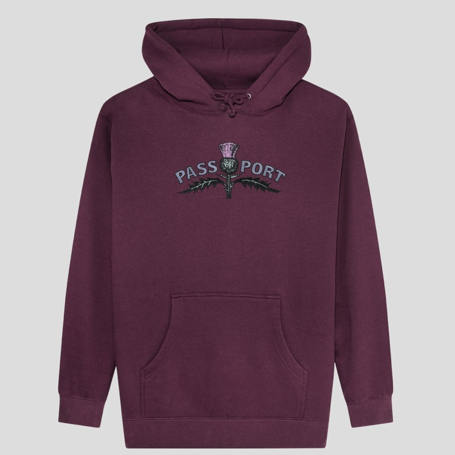 Fleece PASS~PORT | Pass~Port Thistle Embroidery Hoodie - Berry