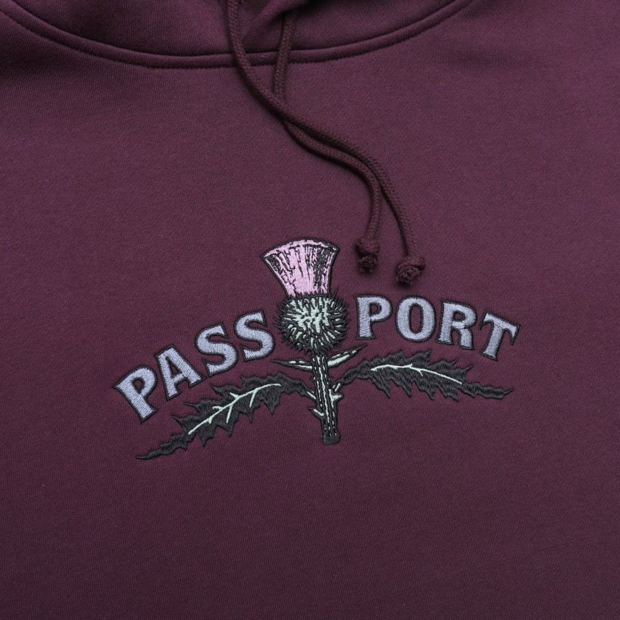 Fleece PASS~PORT | Pass~Port Thistle Embroidery Hoodie - Berry