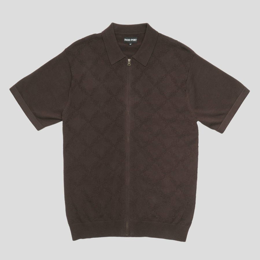 Shirts PASS~PORT | Pass~Port Brasco Zip Short Sleeve Knit - Choc