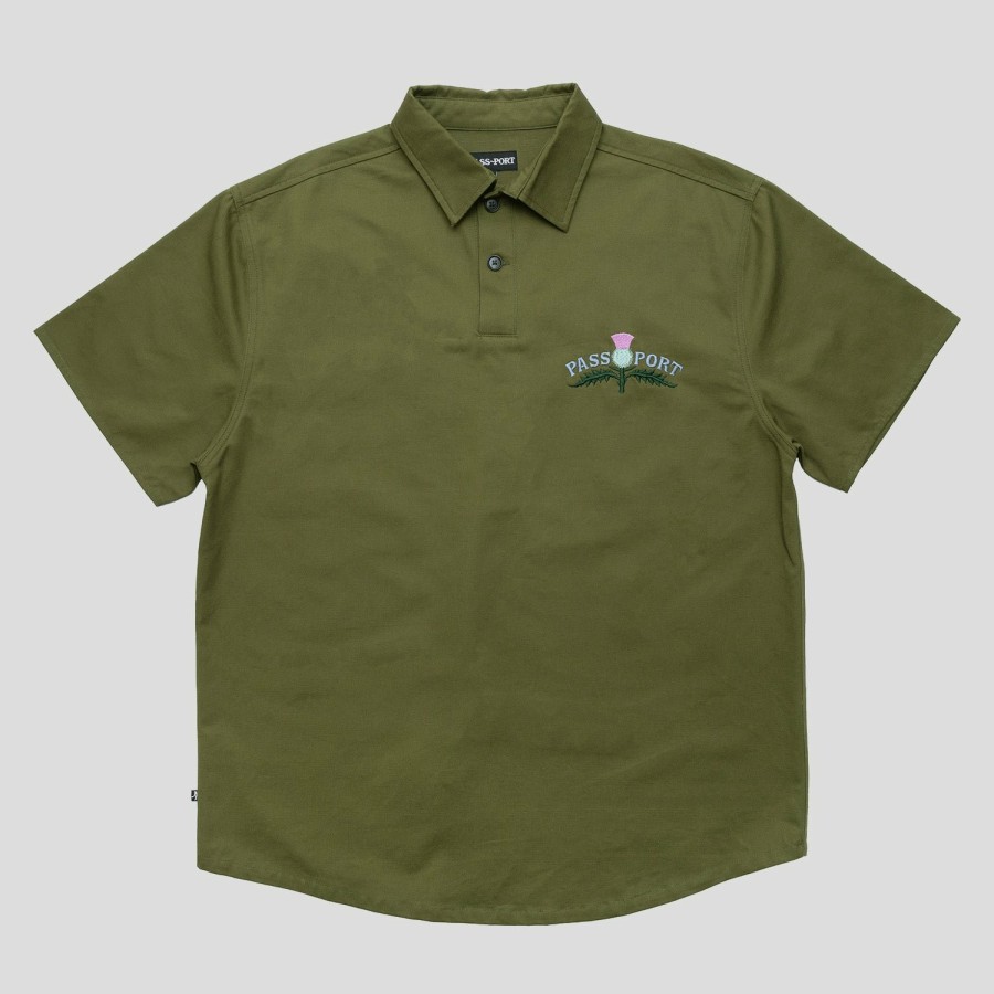 Shirts PASS~PORT | Pass~Port Thistle Embroidery Ag Shirt Short Sleeve - Moss