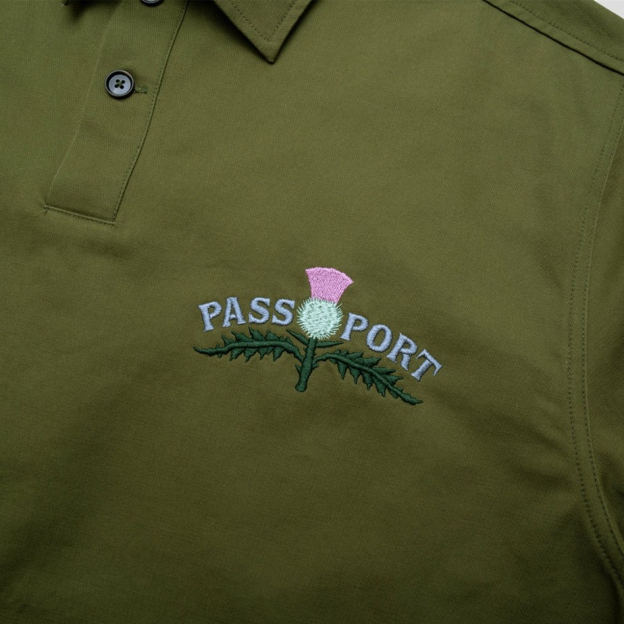 Shirts PASS~PORT | Pass~Port Thistle Embroidery Ag Shirt Short Sleeve - Moss