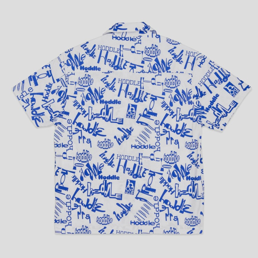 Shirts HODDLE | Hoddle "Scattered Logo" Camp Shirt White/Blue