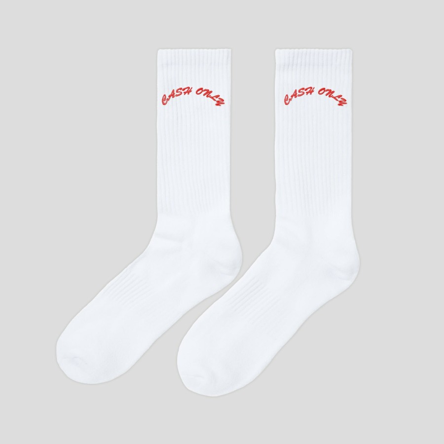 Accessories Cash Only | Cash Only Logo Crew Socks - White