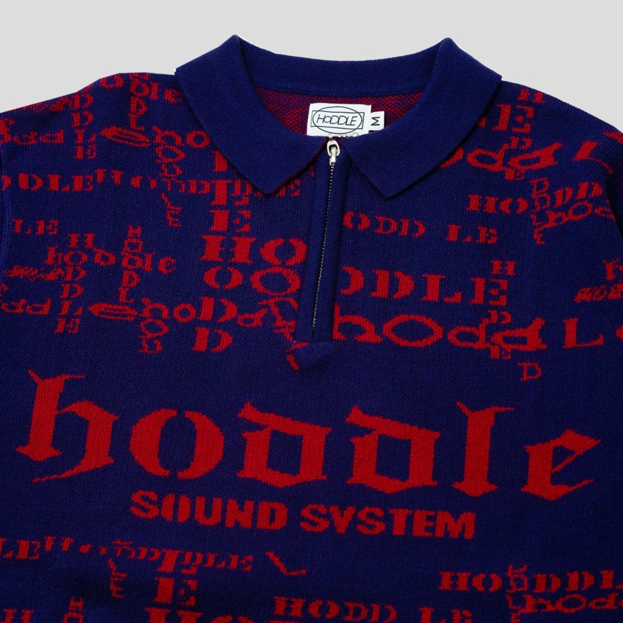 Fleece HODDLE | Hoddle Sound Systems Zip Up Polo - Navy / Red