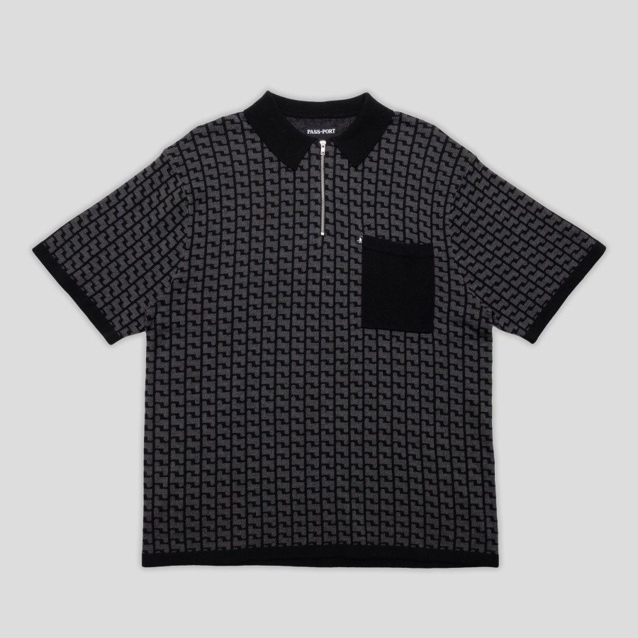 Shirts PASS~PORT | Pass~Port Drain Knit Polo - Black