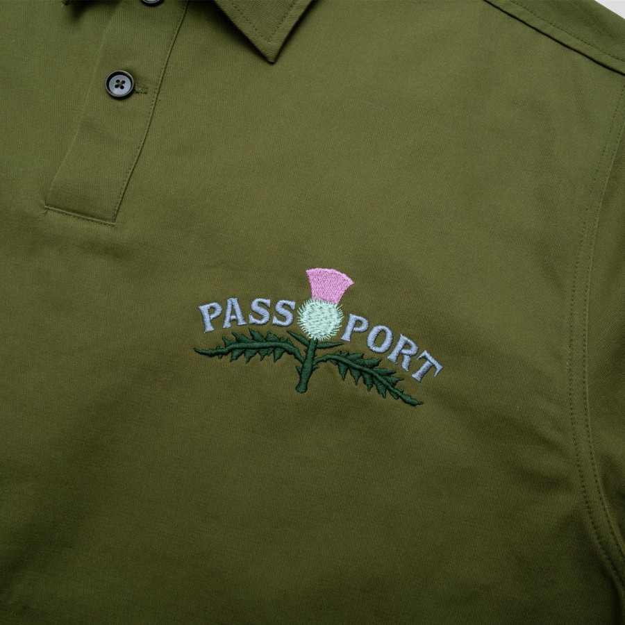 Shirts PASS~PORT | Pass~Port Thistle Embroidery Ag Shirt Long Sleeve - Moss