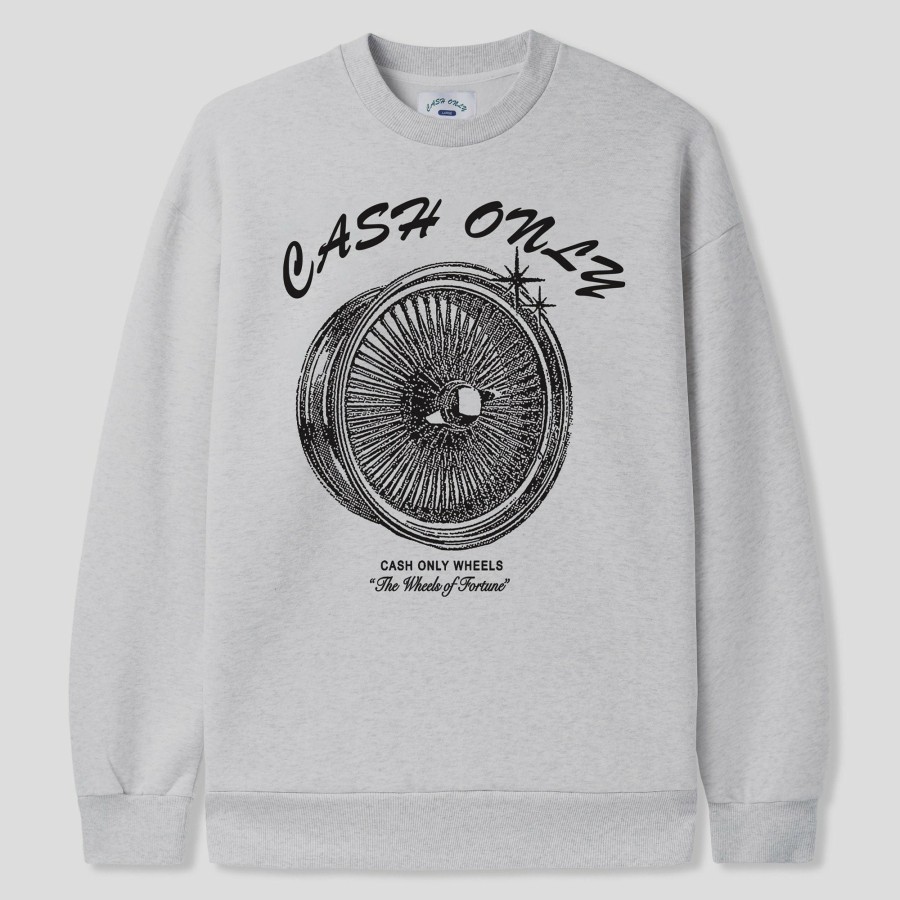 Fleece Cash Only | Cash Only Wheels Crewneck Sweatshirt - Ash