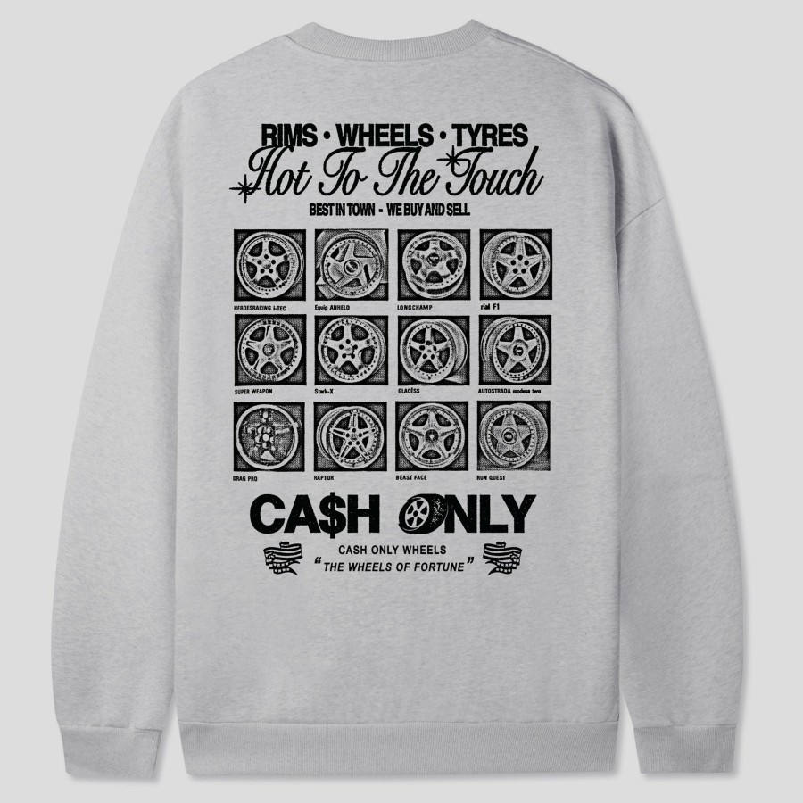 Fleece Cash Only | Cash Only Wheels Crewneck Sweatshirt - Ash