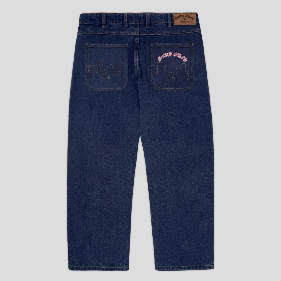 Pants Cash Only | Cash Only Logo Baggy Denim Jeans - Raw Indigo