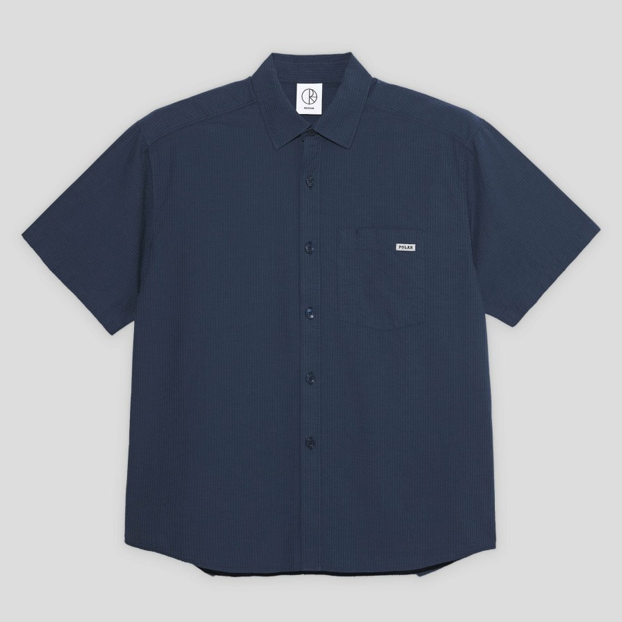 Shirts Polar Skate Co. | Polar Skate Co. Mitchell Shirt Seersucker - Grey Blue