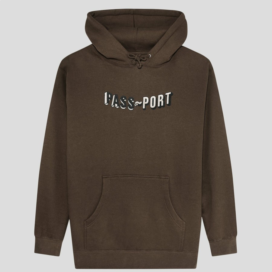 Fleece PASS~PORT | Pass~Port Sunken Logo Embroidery Hoodie - Bark