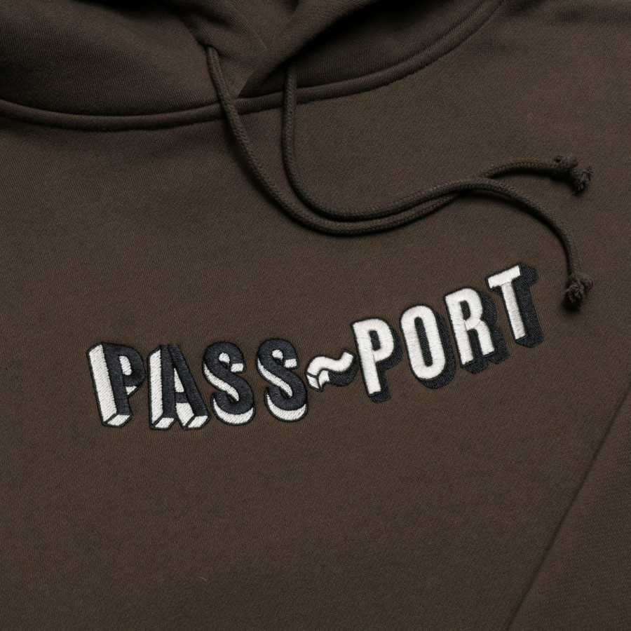 Fleece PASS~PORT | Pass~Port Sunken Logo Embroidery Hoodie - Bark