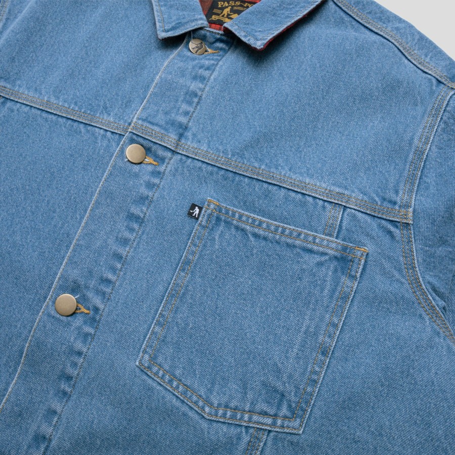 Jackets PASS~PORT | Pass~Port Workers Club Lined Denim Jacket - Washed Light Indigo