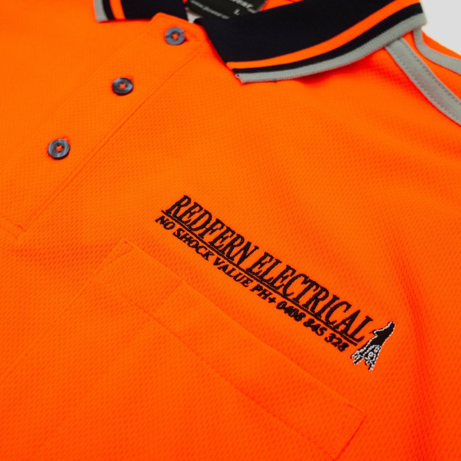 Shirts Redfern Electrical | Redfern Electrical "Ladder Life" Hi Vis Polo Orange