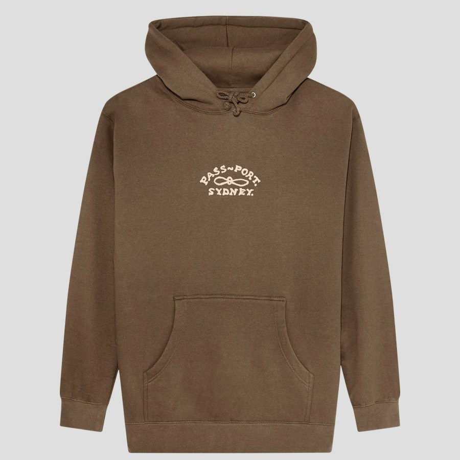 Fleece PASS~PORT | Pass~Port Moniker Organic Embroidery Hoodie - Bark